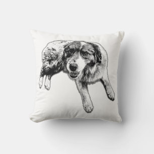 Chill Aussie Pup Ink Throw Pillow