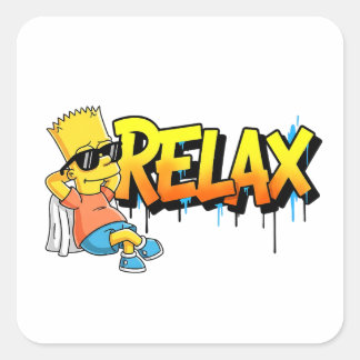 Chill Bart Relax Graffiti Urban Style Graphic Tee Square Sticker