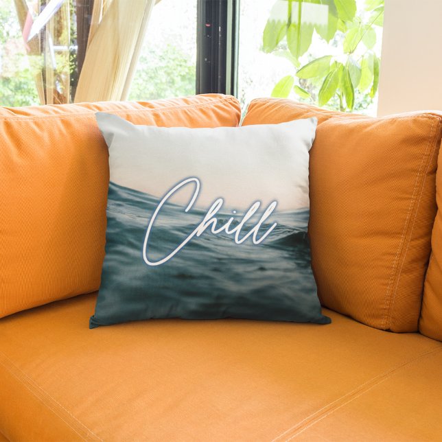 Chill Beach House Ocean Wave  Cushion (Chill Beach House Ocean Wave Throw Pillow)