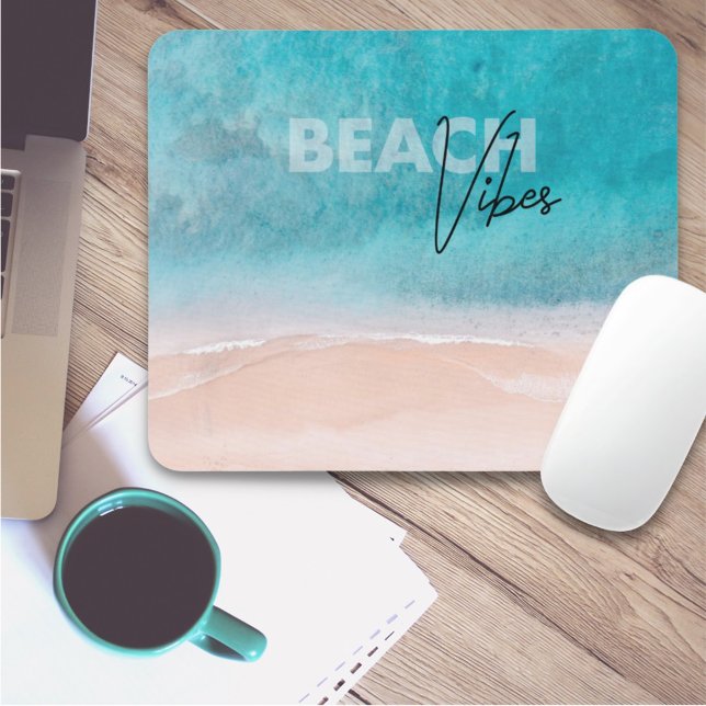 Chill Beach Vibes Ocean Photo Blue Water Mouse Pad (Creator Uploaded)
