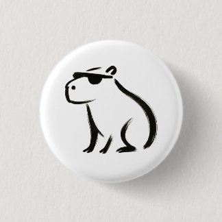 Chill Capybara – Ink Brush Design on 3 Cm Round Badge