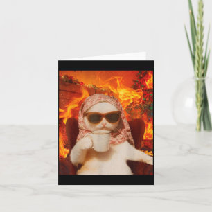 Chill Cat And Coffe Xmas Funny Cat Meme Y2k Joke  Card