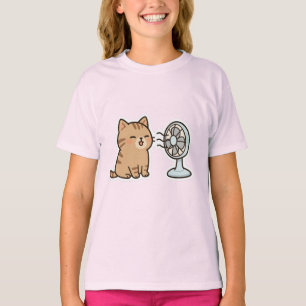 Chill Cat by the Fan – Cute Summer Sticker" T-Shirt