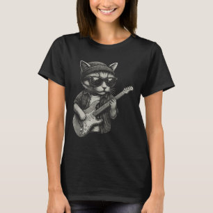 Chill Cat Playing Guitar Rock Music Funny Animal T T-Shirt