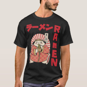 Chill Cat Ramen Anime Noodles Kawaii Japanese Sket T-Shirt