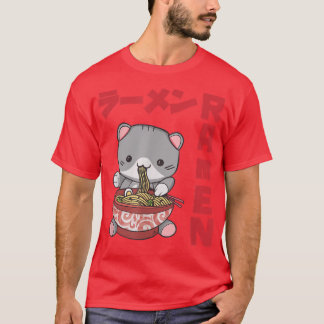 Chill Cat Ramen Anime Noodles Kawaii Japanese Sket T-Shirt