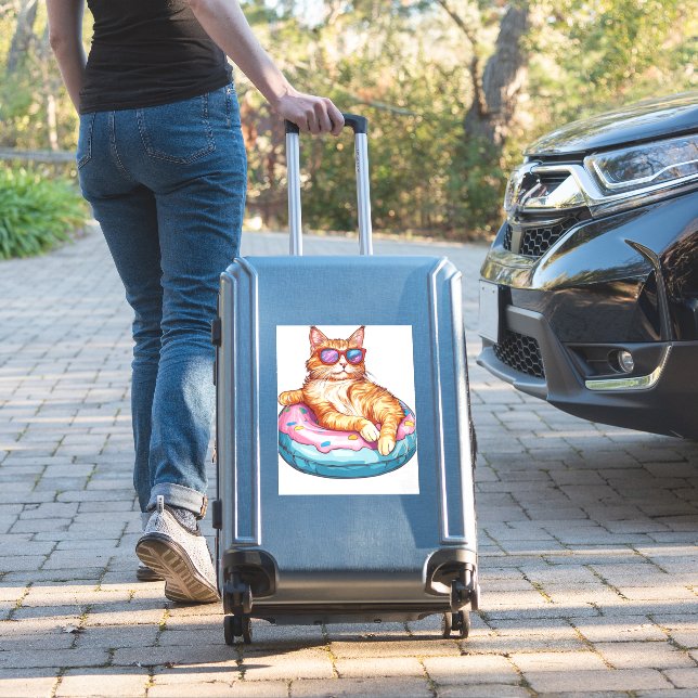 Chill Cat Summer Vibes � Poolside Funny Kitty (Suitcase Insitu)
