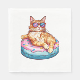 Chill Cat Summer Vibes � Poolside Funny Kitty Napkin