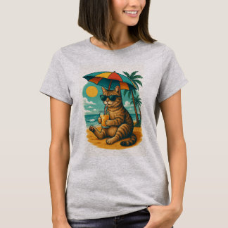 Chill Cat with Juice – Summer Beach Vibes Tee