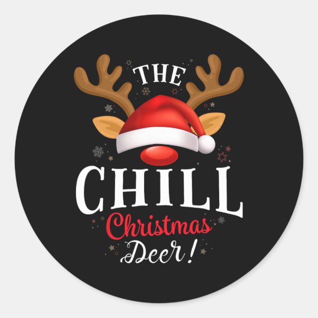 Chill Christmas Deer Pjs Xmas Family Matching  Classic Round Sticker (Front)