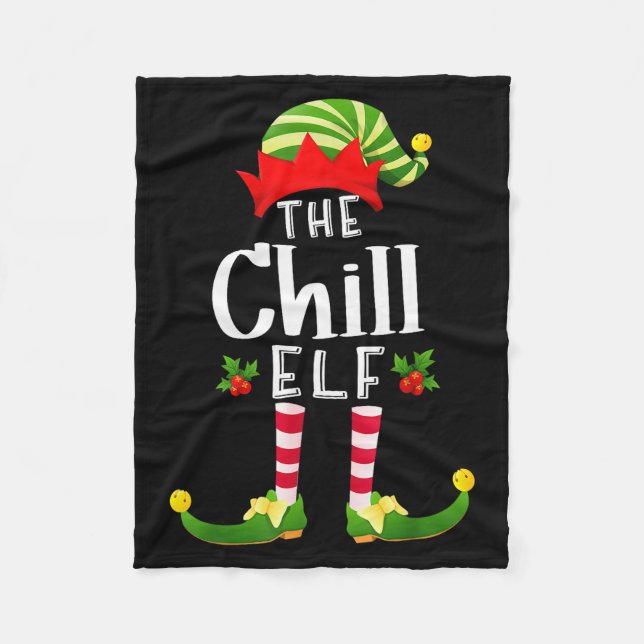 Chill Christmas Elf Matching Pajama X-mas Party  Fleece Blanket (Front)