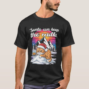 Chill Christmas Holiday cat with Santa hat Retro S T-Shirt