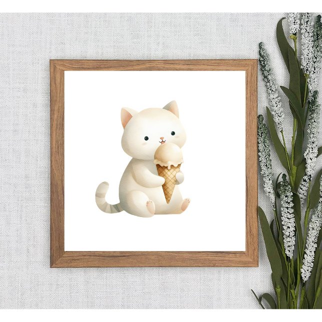 Chill & Cute Sweet Cat with Ice Cream Cone Poster (Creator Uploaded)