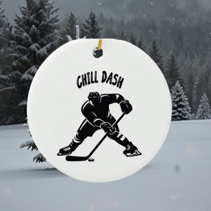 chill dash christmas hockey player Coach Ceramic Ornament