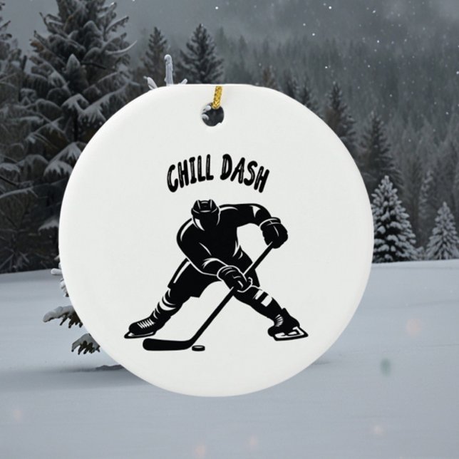 chill dash christmas hockey player Coach Ceramic Ornament (Creator Uploaded)