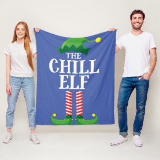 Chill Elf Matching Family Group Christmas Party Fleece Blanket