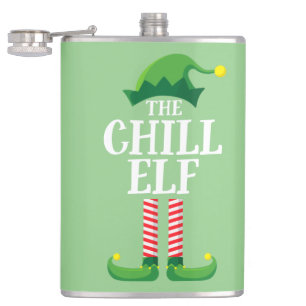 Chill Elf Matching Family Group Christmas Party Hip Flask