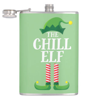 Chill Elf Matching Family Group Christmas Party Hip Flask