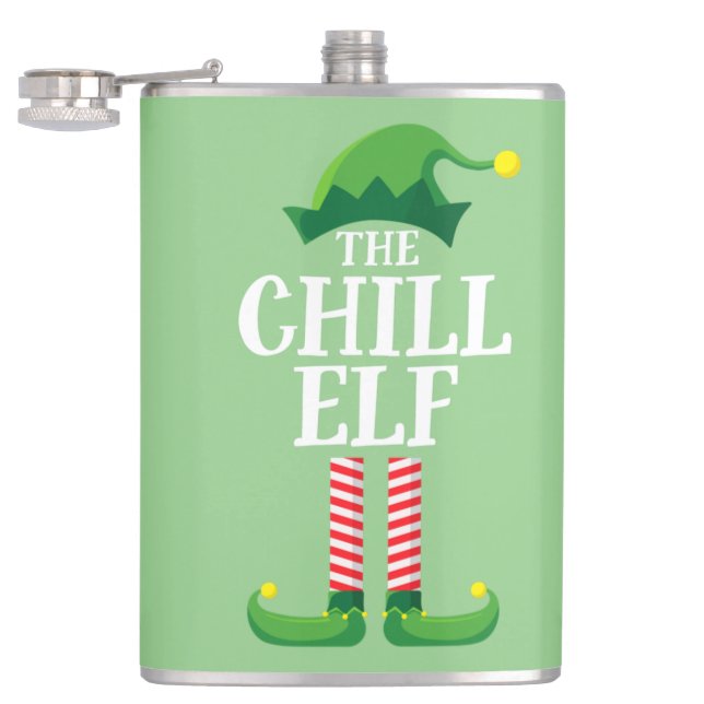 Chill Elf Matching Family Group Christmas Party Hip Flask (Opened)