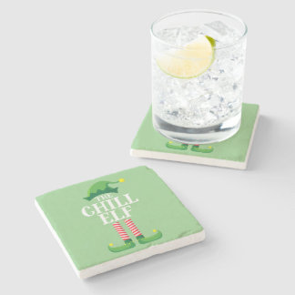 Chill Elf Matching Family Group Christmas Party Stone Coaster