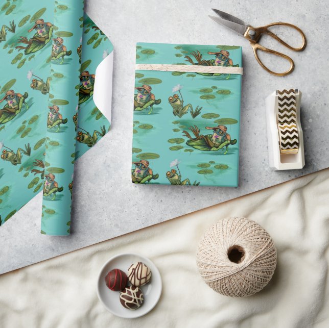 Chill Frogs Enjoying Summer Wrapping Paper (Crafts)