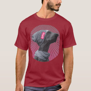 Chill Funny Pensive Hipster Dog Hot Pink T-Shirt