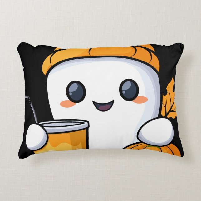 Chill Ghost Warm Coffee Cosy Fall Decorative Cushion (Front)