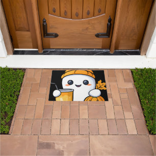 Chill Ghost Warm Coffee Cosy Fall Doormat