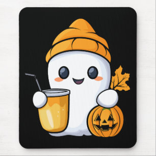 Chill Ghost Warm Coffee Cosy Fall Mouse Pad
