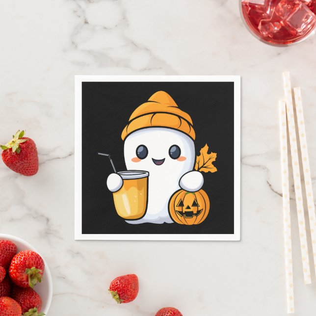 Chill Ghost Warm Coffee Cosy Fall Napkin (Insitu)