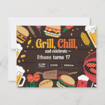 Chill Grill and Beer Birthday Invitation Card