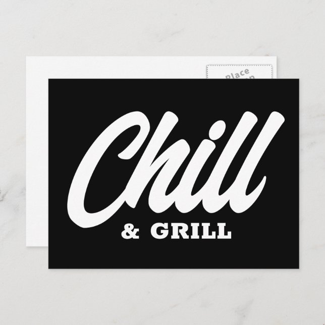 Chill & Grill BBQ party invitation postcards (Front/Back)