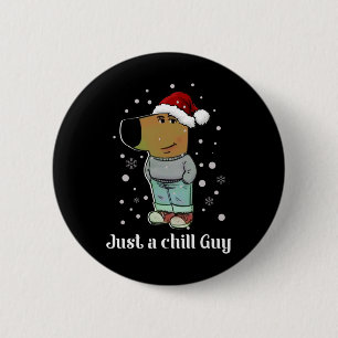 Chill Guy Dog With Christmas Hat Funny Chill Guy M 6 Cm Round Badge