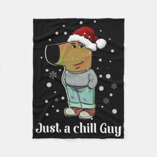 Chill Guy Dog With Christmas Hat Funny Chill Guy M Fleece Blanket