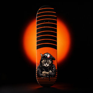 Chill hooded cat skateboard