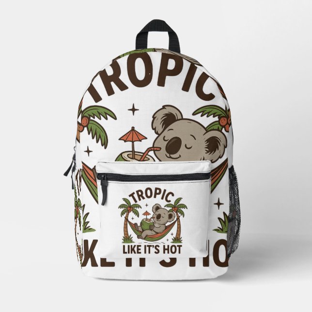  Chill Koala Vibes Printed Backpack (Front)