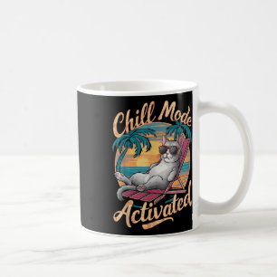 Chill Mode Activated Cat With Gles On Beach  Coffee Mug