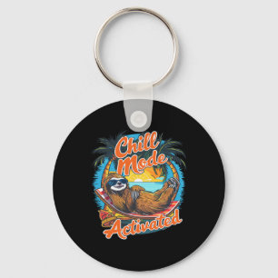Chill Mode Activated Sloth Hammock Beach Sunset  Key Ring