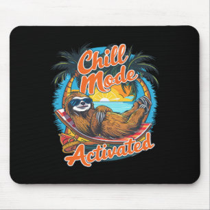 Chill Mode Activated Sloth Hammock Beach Sunset Mouse Pad