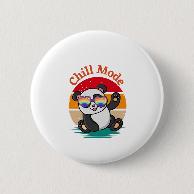 Chill Mode Panda 6 Cm Round Badge (Front)