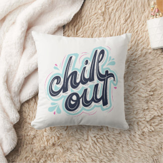 Chill Out Aesthetic Retro Typography Throw Pillow