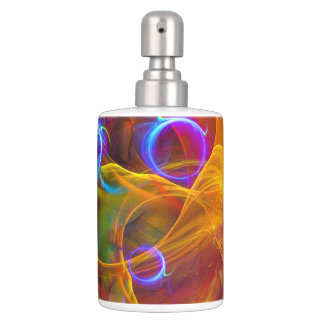 Chill Out , Colourful Digital Abstract Art Soap Dispenser And Toothbrush Holder