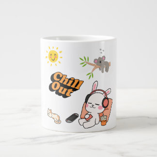 Chill Out Cute Bunny | Cosy Relaxing Kawaii Animal Large Coffee Mug