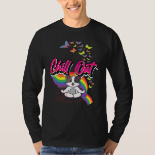 Chill Out Cute Cat Meditate Meditation Graphic T-Shirt