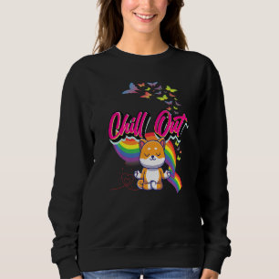 Chill Out Cute Dog Meditate Meditation Graphic Sweatshirt