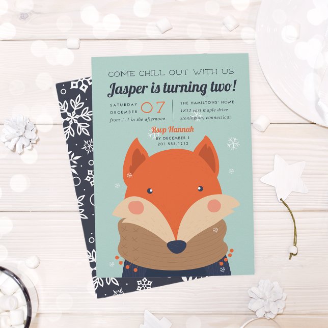 Chill Out | Cute Winter Fox Birthday Party Invitation (Creator Uploaded)