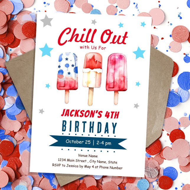 Chill Out Kids Summer Ice Pop Birthday Invitation (Creator Uploaded)