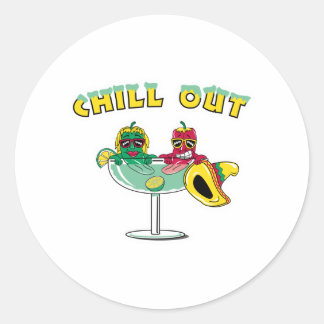 Chill Out Margarita Chilli Peppers Classic Round Sticker