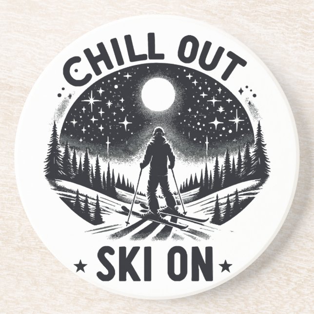 Chill out Ski on Coaster (Front)
