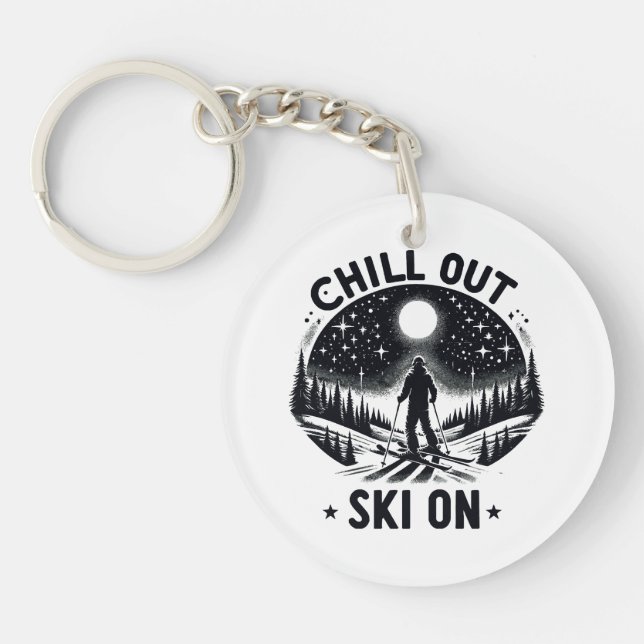 Chill out Ski on Key Ring (Front)